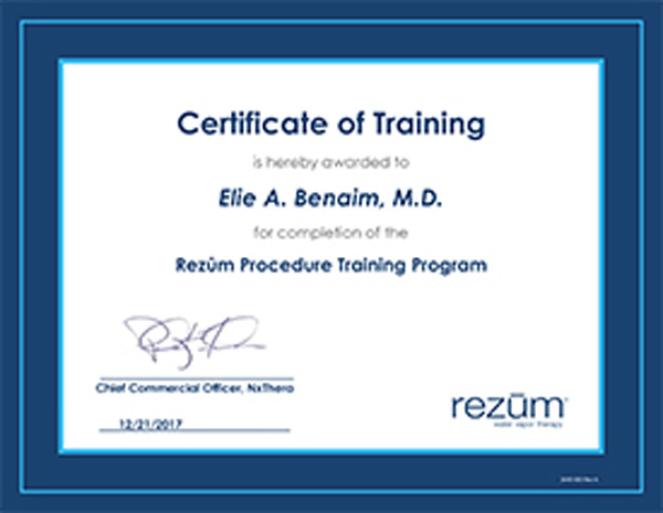 Elie Benaim, M.D. Rezum Urology Clinics of North Texas